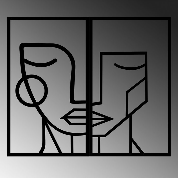 Wallity Woman Face Escultura de Pared en Negro